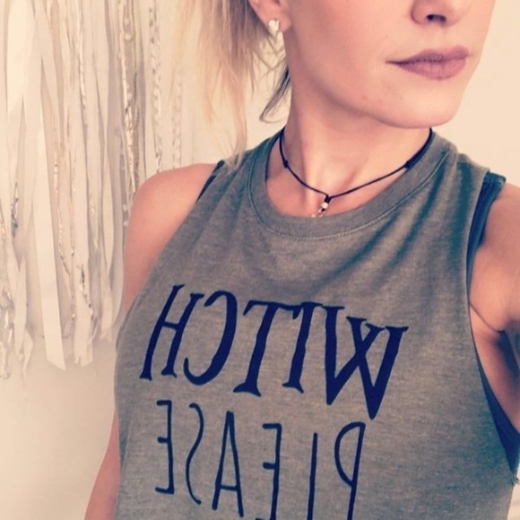 Dirty Blondes Witch Please olive crop top size L NWT last one - Picture 2 of 6